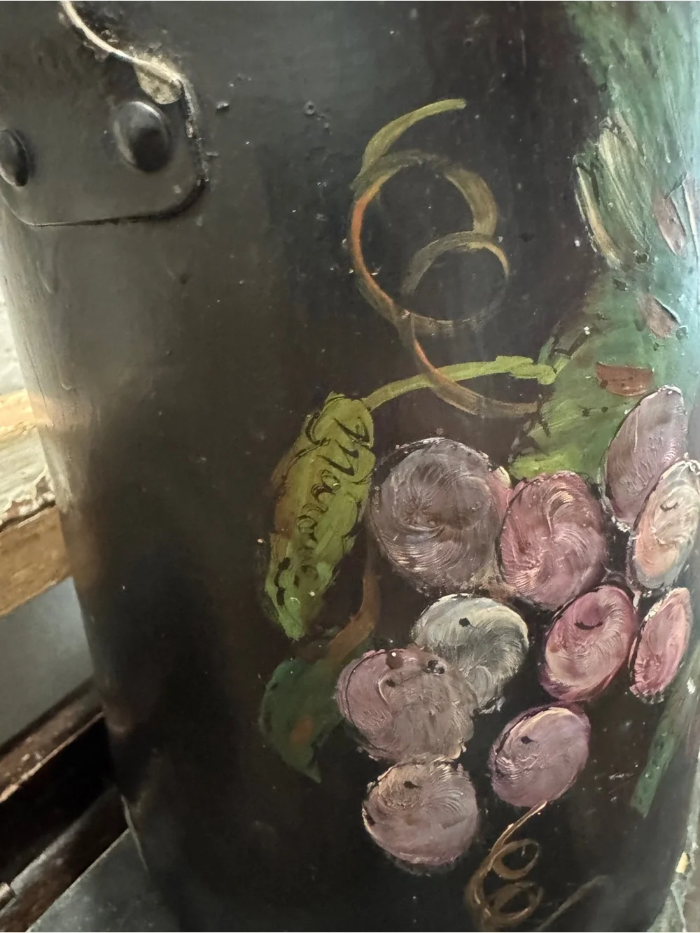 Vintage Tin Milk Can Hand-painted Tole